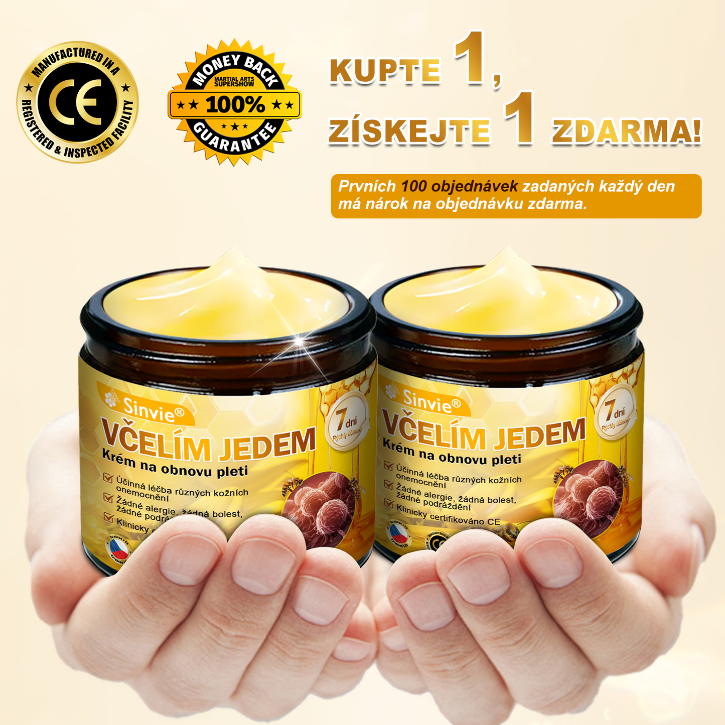 💛💛 Sinvie® Krém na obnovu pleti s včelím jedem ✅CE schváleno 👨⚕ Doporučeno dermatology - 50ml