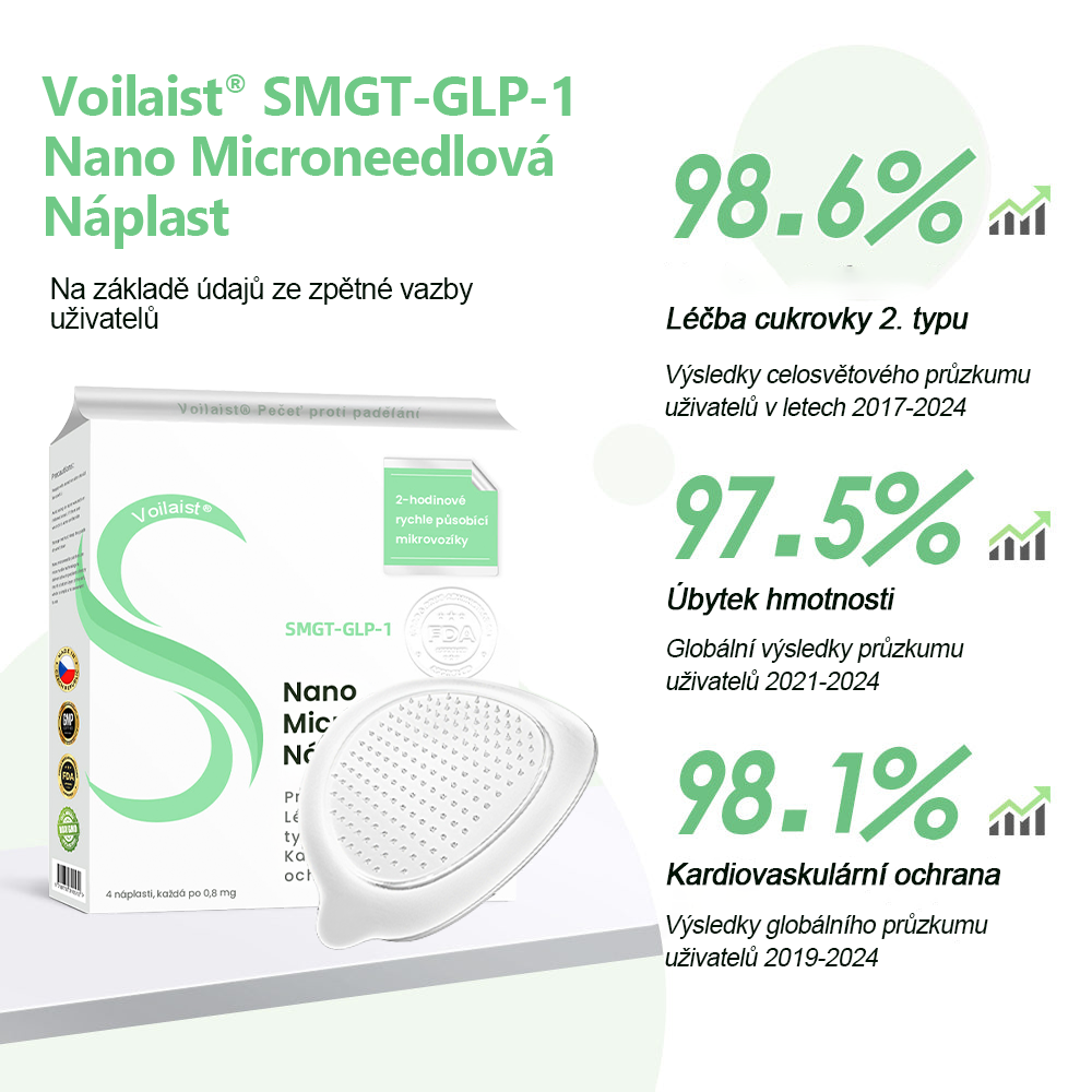 🥑🥑Voilaist® SMGT-GLP-1 Nano Microneedlová Náplast ⏰ (Bezbolestná, dlouhotrvající, zaměřená na řešení cukrovky, obezity a kardiovaskulárních onemocnění)