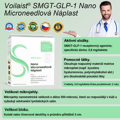 🥑🥑Voilaist® SMGT-GLP-1 Nano Microneedlová Náplast ⏰ (Bezbolestná, dlouhotrvající, zaměřená na řešení cukrovky, obezity a kardiovaskulárních onemocnění)