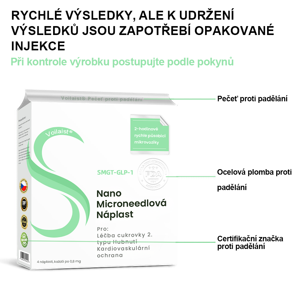 🥑🥑Voilaist® SMGT-GLP-1 Nano Microneedlová Náplast ⏰ (Bezbolestná, dlouhotrvající, zaměřená na řešení cukrovky, obezity a kardiovaskulárních onemocnění)