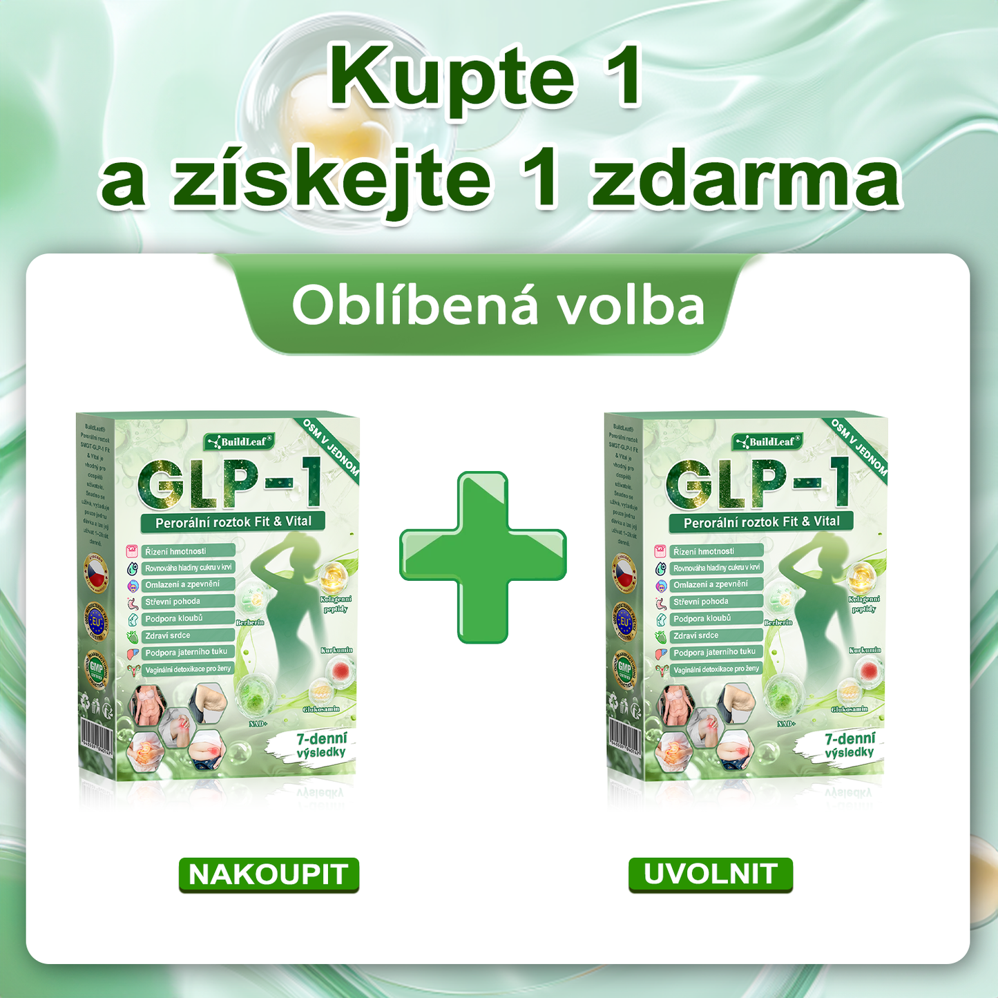 🎁💚🎁 Gratulujeme! Dnes patříte mezi šťastné zákaznice – získáváte až 50% slevu!Podpořte své tělo, rovnováhu a energii s BuildLeaf®  – lehkost, vitalita a sebevědomí každý den! ✨
