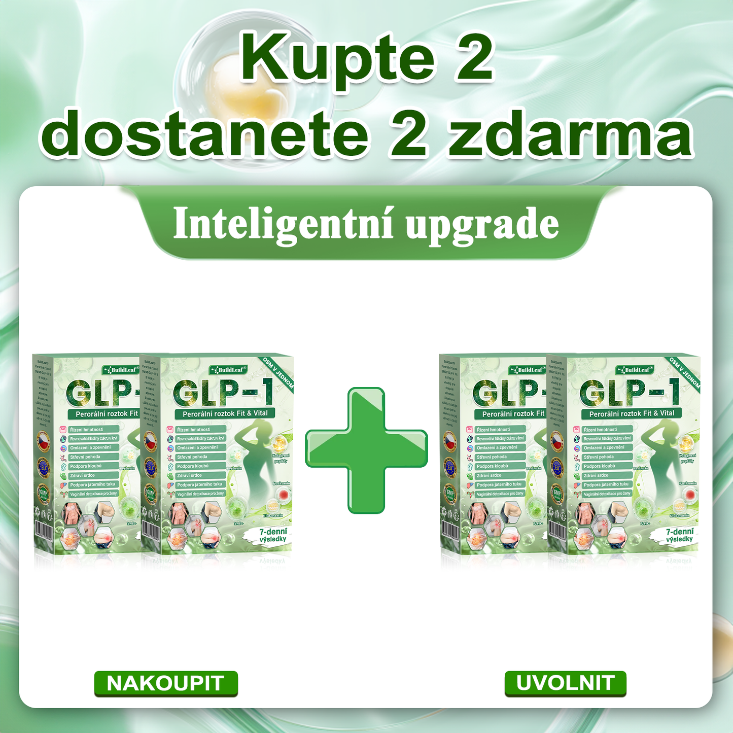 🎁💚🎁 Gratulujeme! Dnes patříte mezi šťastné zákaznice – získáváte až 50% slevu!Podpořte své tělo, rovnováhu a energii s BuildLeaf®  – lehkost, vitalita a sebevědomí každý den! ✨