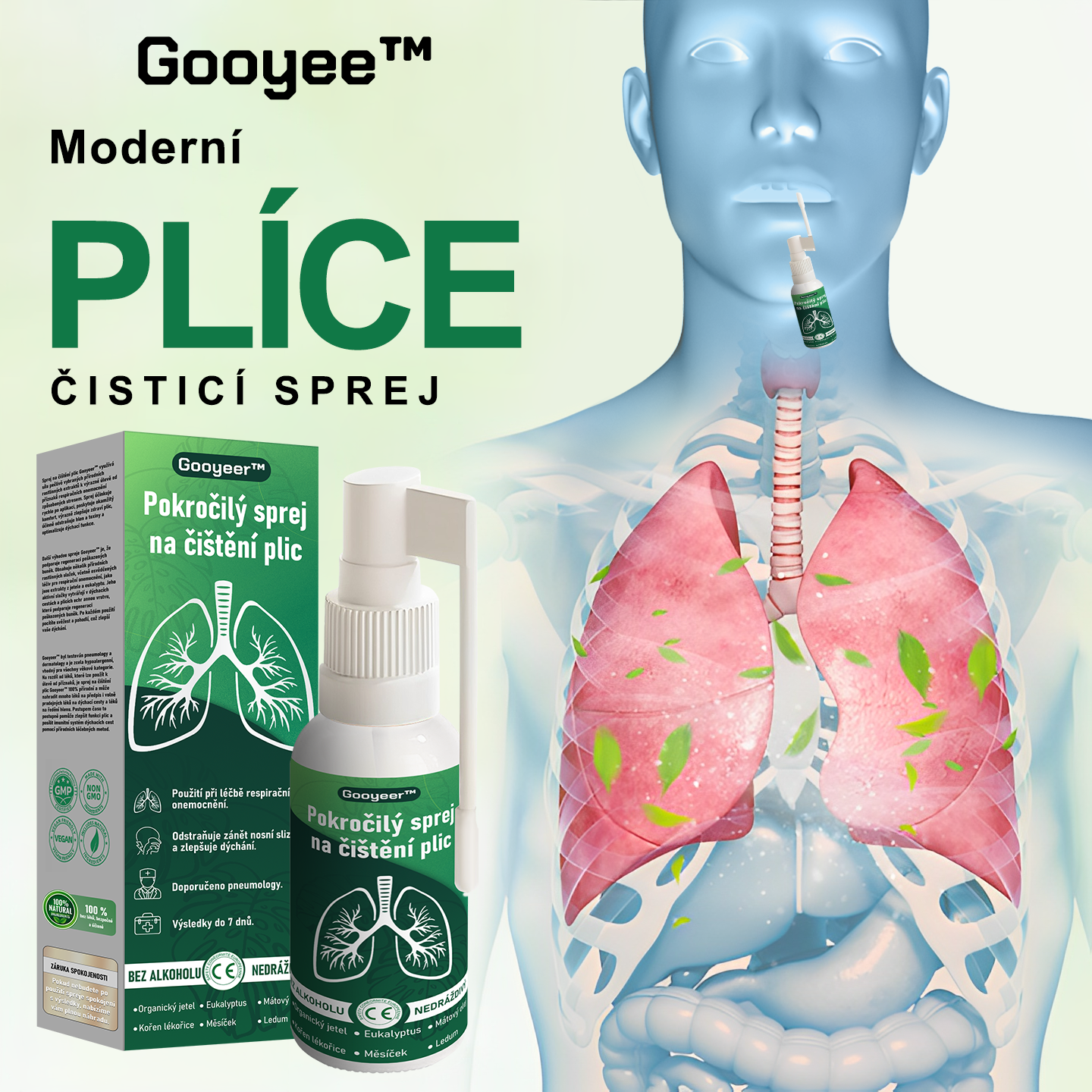 🍀🍀𝐆𝐨𝐨𝐲𝐞𝐞𝐫™ Pokročilý sprej na čištění plic -🧑‍⚕️ Podporuje zdraví plic, průdušek a dutin, napomáhá zdraví dýchacího systému a usnadňuje dýchání.