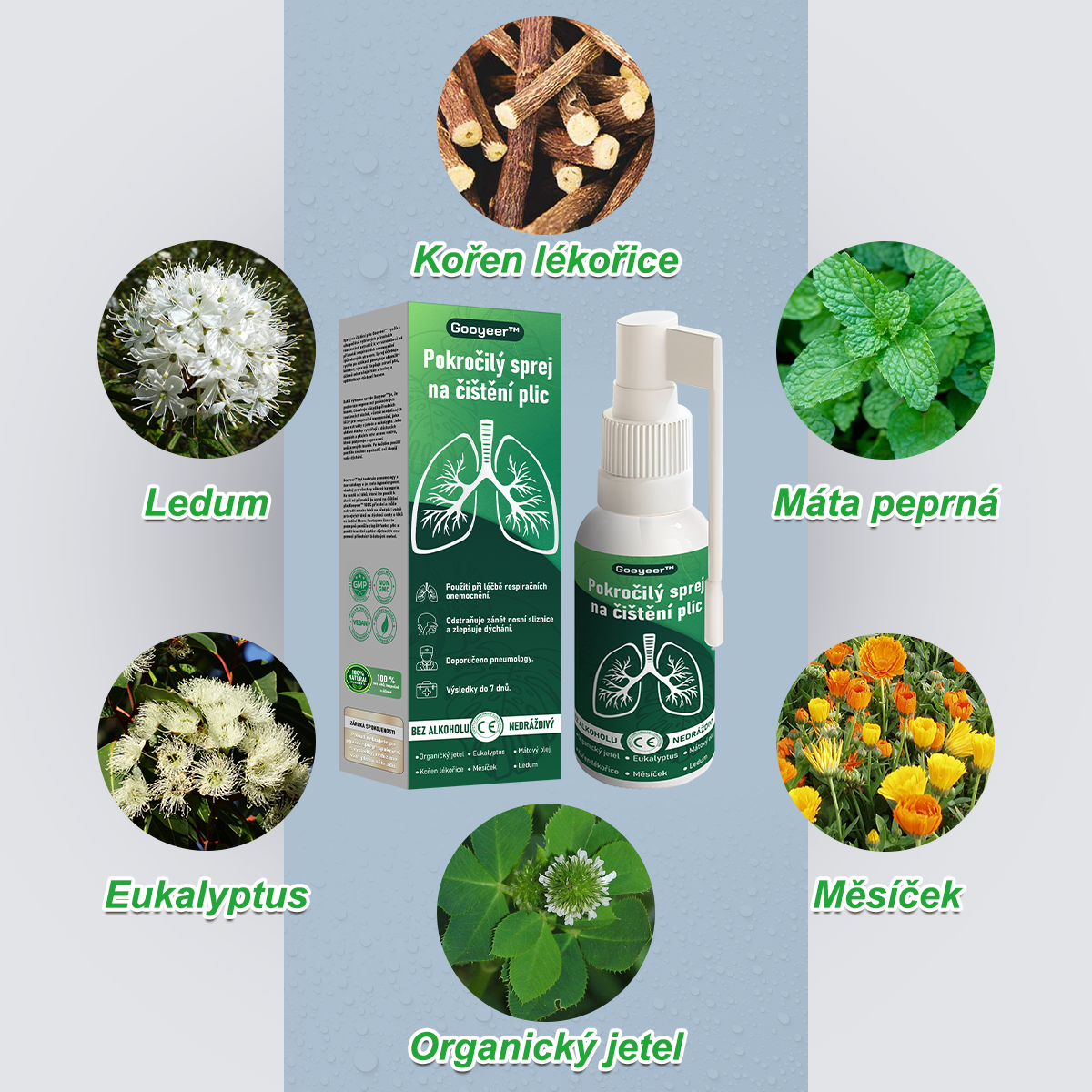 🍀🍀𝐆𝐨𝐨𝐲𝐞𝐞𝐫™ Pokročilý sprej na čištění plic -🧑‍⚕️ Podporuje zdraví plic, průdušek a dutin, napomáhá zdraví dýchacího systému a usnadňuje dýchání.